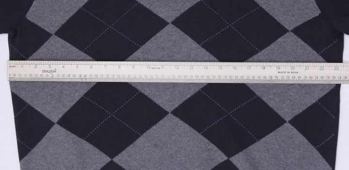 Mens Lacoste V-Neck Argyle Long Sleeve Sweater