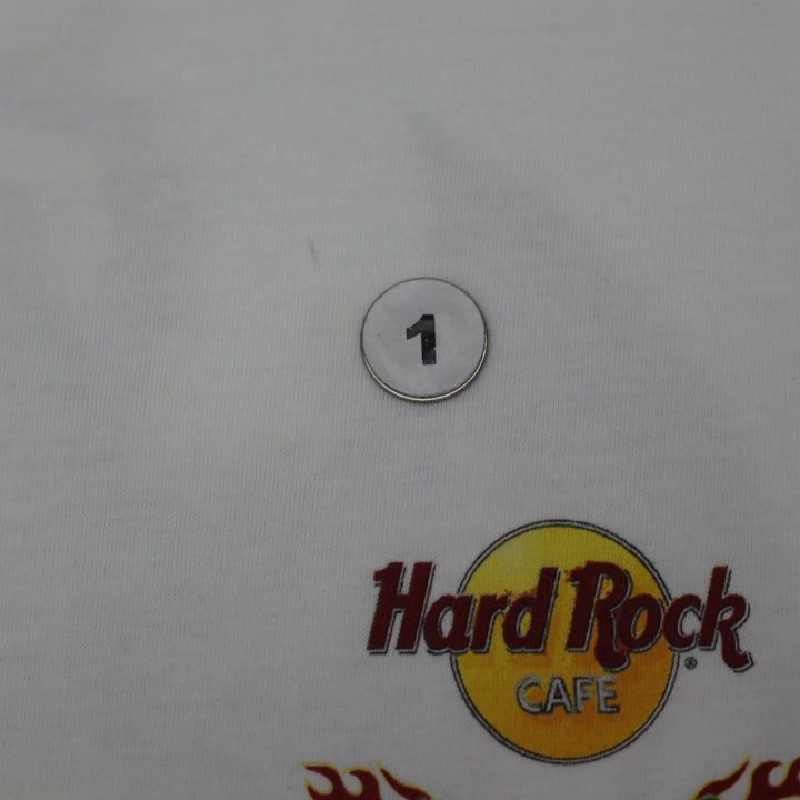 Vintage Hard Rock Cafe Cardiff Caerdydd Welsh Dragon Graphic T-Shirt White Single Stitch Large