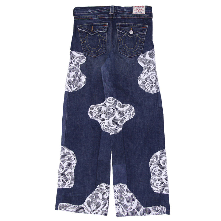 Rework Quick Turn Around Lace Patch Wide Leg Y2K Jeans - PDP109