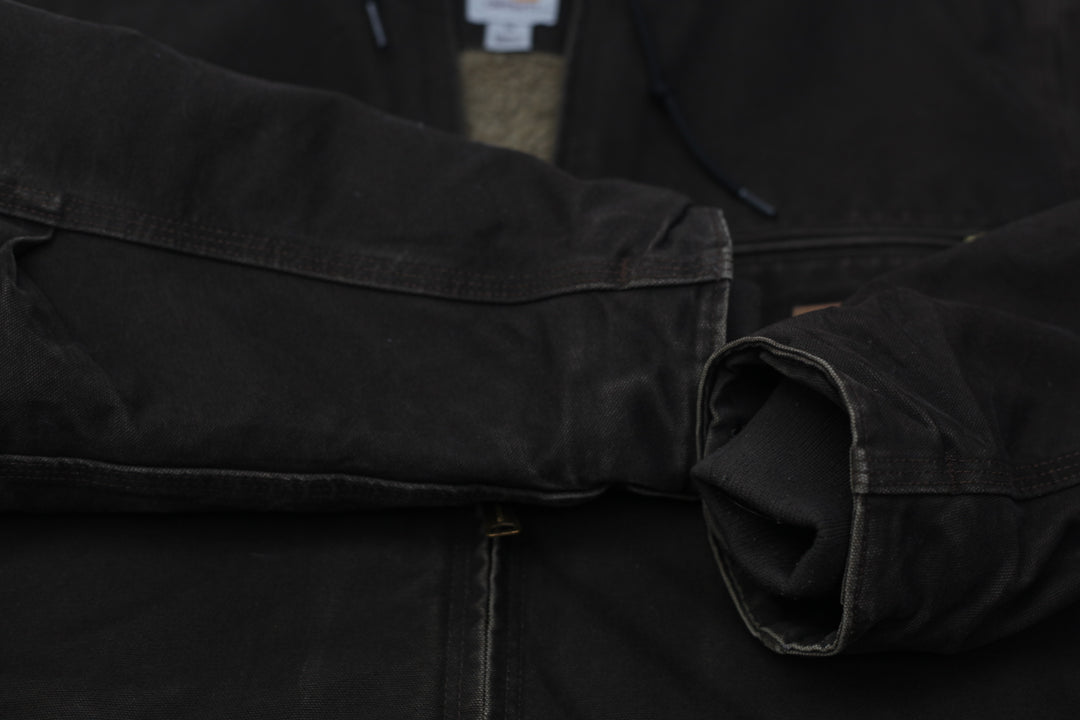 Mens Carhartt J141 DKB Sherpa Lined Dark Brown Irregular Jacket