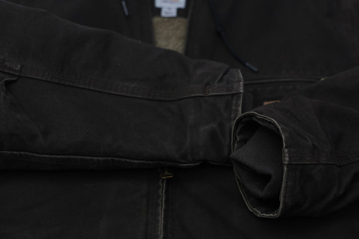 Mens Carhartt J141 DKB Sherpa Lined Dark Brown Irregular Jacket