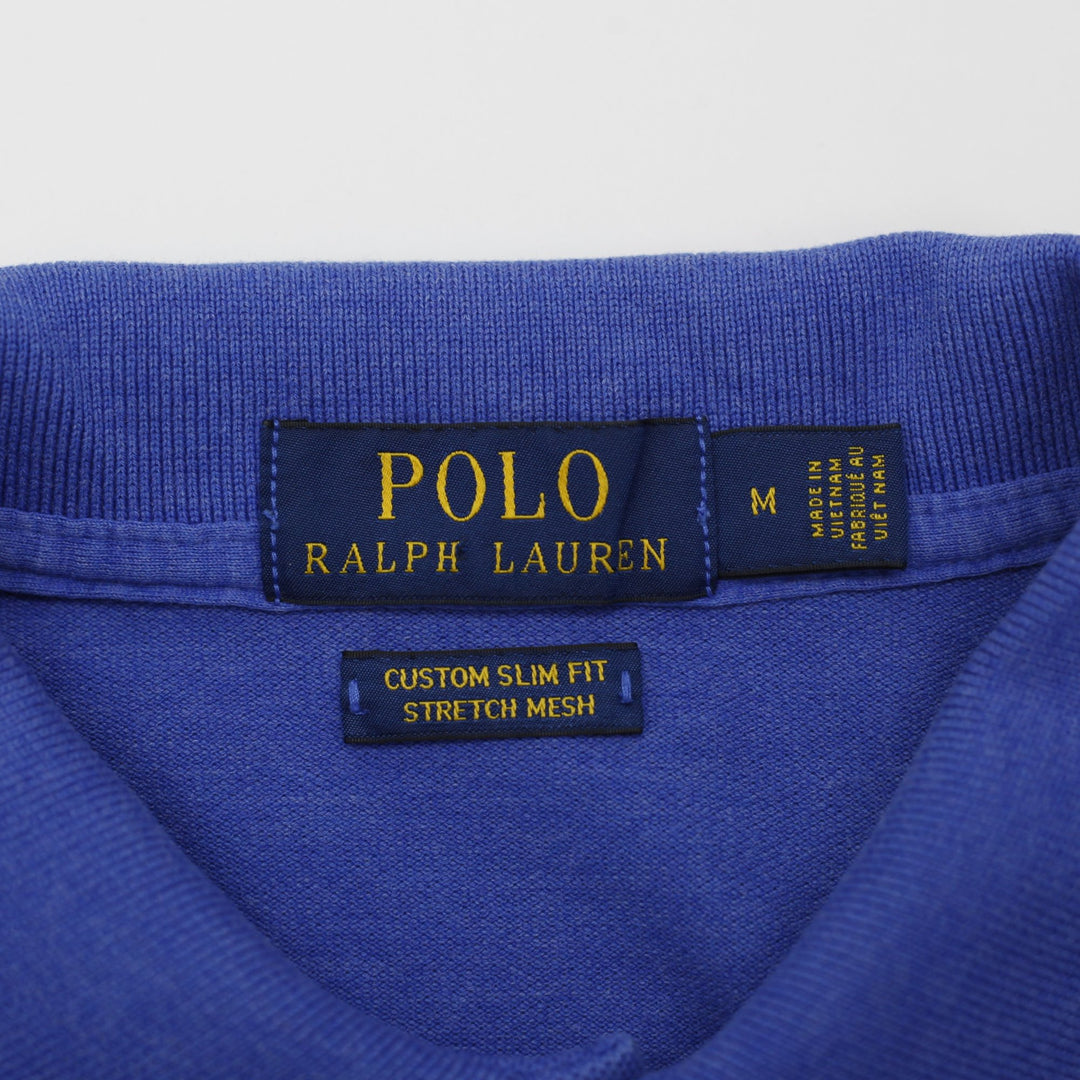 Ralph Lauren Polo Blue Custom Slim Fit Stretch Mesh Shirt Size M | Migration_T-Shirts - Back View | Fashion Rerun