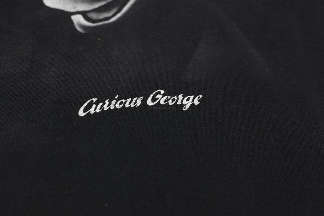 Vintage Cronies Curious George Monkey Black T-Shirt | Migration_T-Shirts UAENAT40 - Detail View | Fashion Rerun