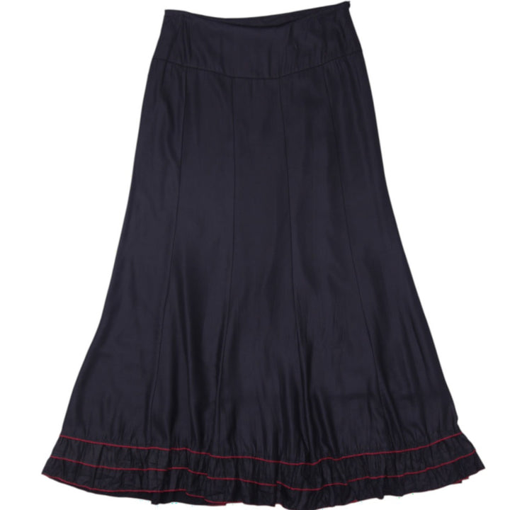 Y2K Ladies Jadoren Whimsigoth Black Maxi Skirt Red Floral Embroidery Size 32 / S