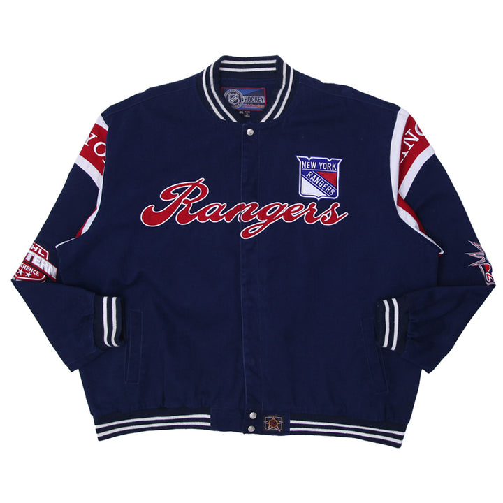 Vintage NHL Hockey New York Rangers JH Design Navy Twill Full Zip Jacket