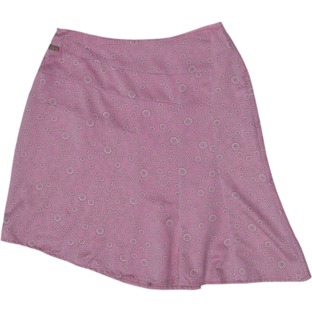 Y2K Ladies Rip Curl Geometric Circle Print Satin Flared Skirt Size 3