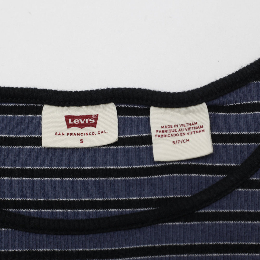Y2K Ladies Stripe Fine Ribbed Short Sleeve Tee Size S