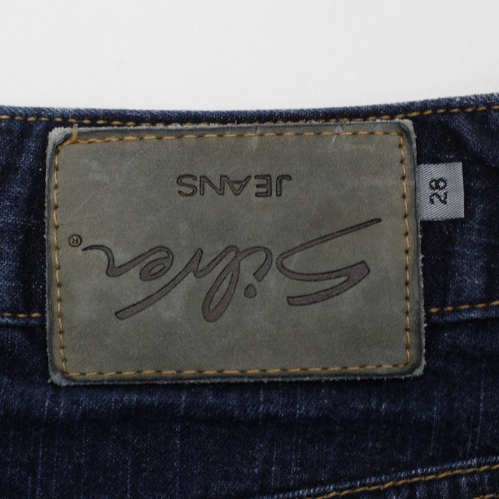Y2K Womens Silver Jeans Denim Skirt Blue Mini Casual