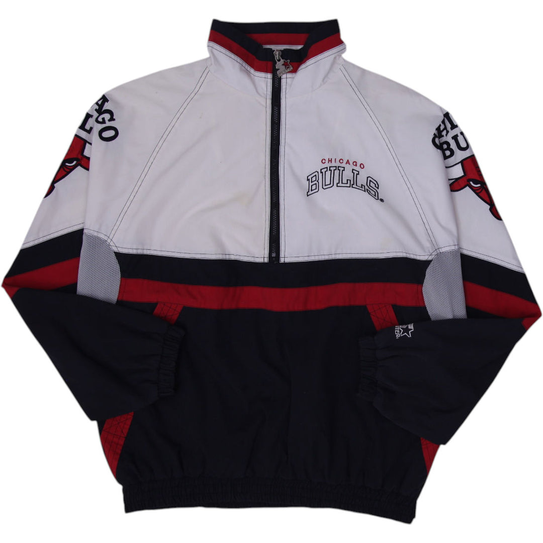 Vintage Mens Starter Chicago Bulls Jacket Black Red White Size L