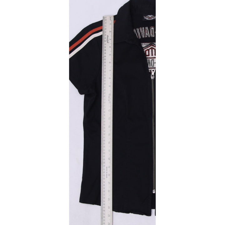 Y2K Ladies Harley Davidson Top Black Embroidered Logo Full Zip M | Migration_Y2K Tops - View 6 | Fashion Rerun