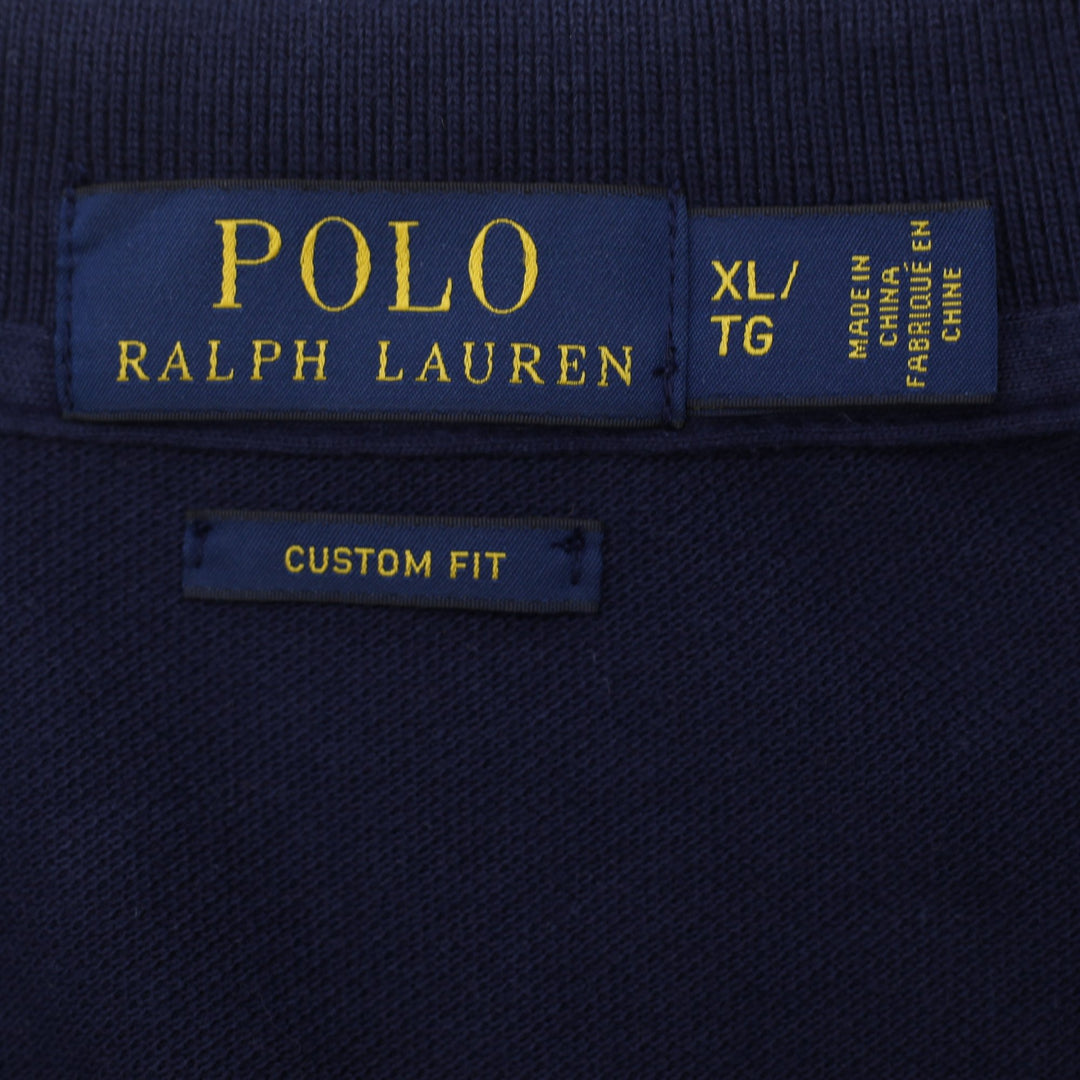 Mens Polo Ralph Lauren Big Pony Crest Sash Polo T-Shirt Navy Blue Size XL