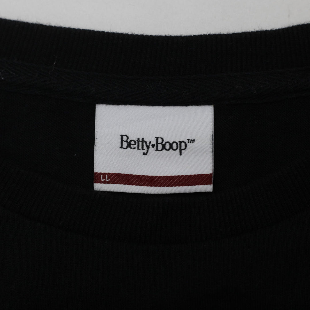 Mens Betty Boop Embroidered Long Sleeve T-Shirt Size L