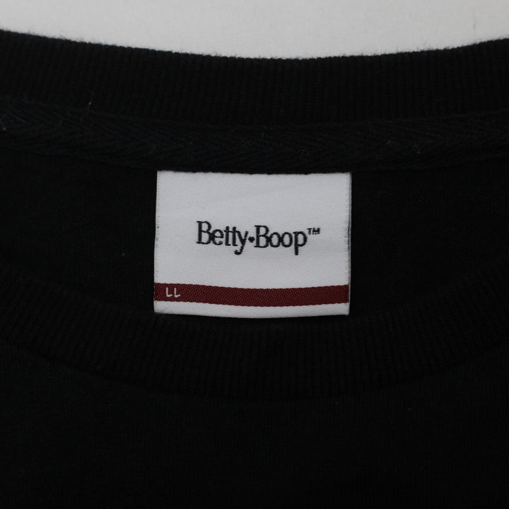 Mens Betty Boop Embroidered Long Sleeve T-Shirt Size L