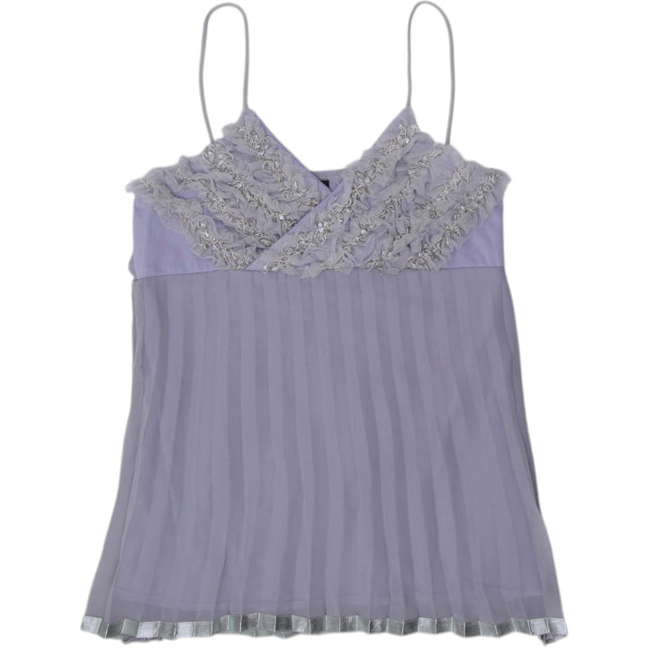 Y2K Ladies Camisole Lavender Lace Pleated V-Neck Top Size 1 | Migration_Tops | Fashion Rerun
