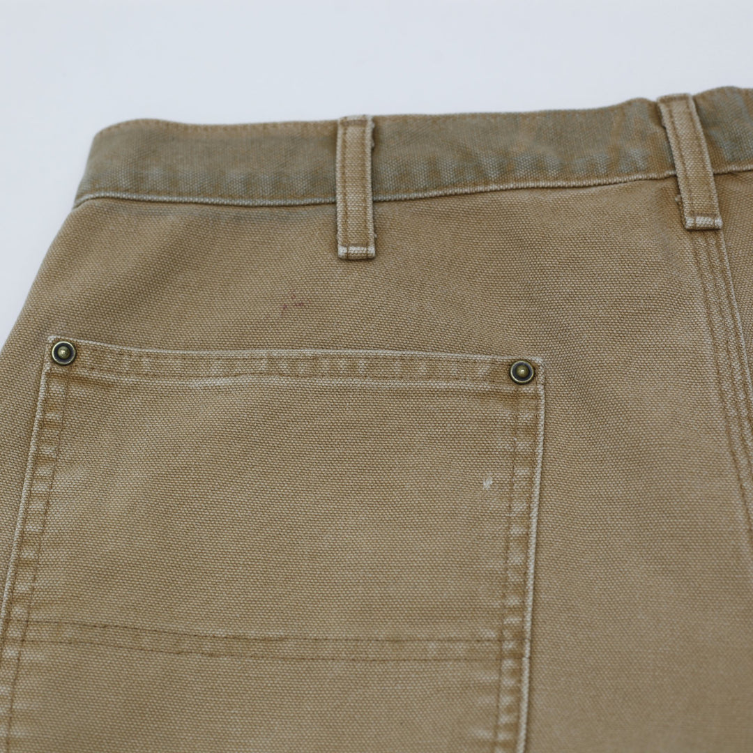 Mens Carhartt B136 Double-Knee Carpenter Pants Distressed Brown Washed Duck