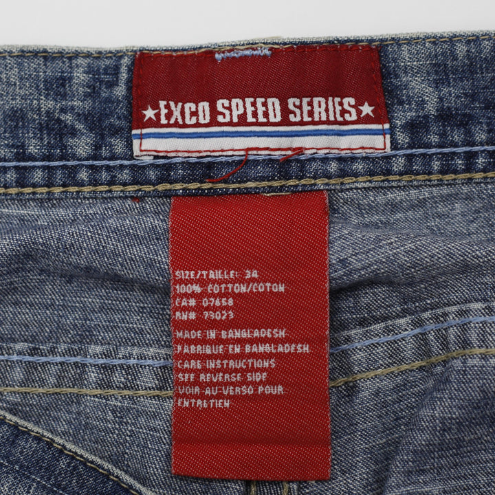 Exco Speed Series Washed Blue Patches Casual Denim Shorts Size 38 | Migration_Shorts - Back View | Fashion Rerun