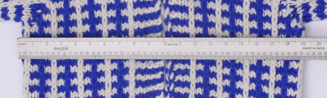Vintage Ladies Blue Checkered Wool Knit Full Zip Winter Sweater Size L | Migration_Knitwear & Sweaters - View | Fashion Rerun