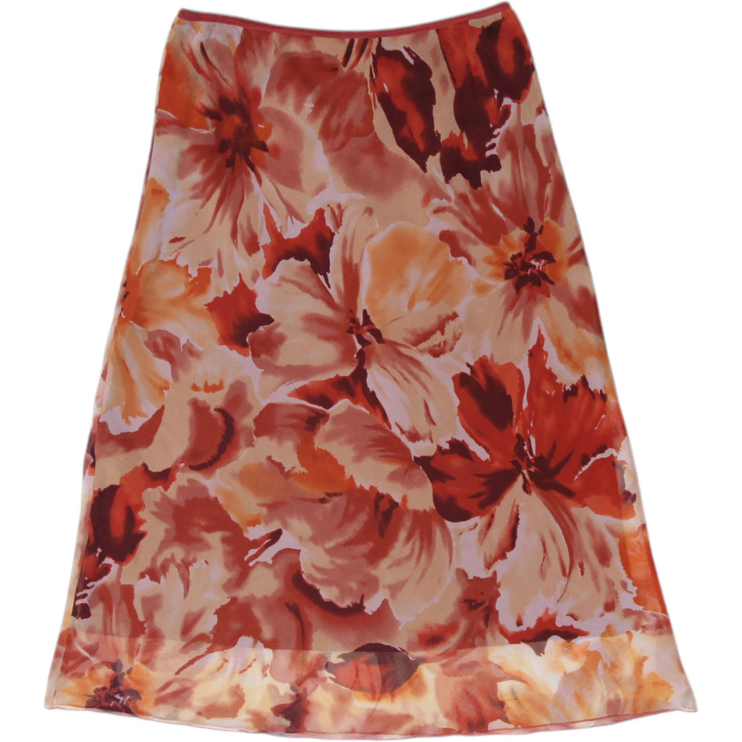 Vintage Ladies 2 much LA Layered Mesh A-Line Midi Skirt Size M
