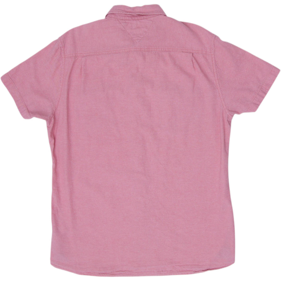 Mens Tommy Hilfiger Custom Fit Pink Short Sleeve Shirt Size L