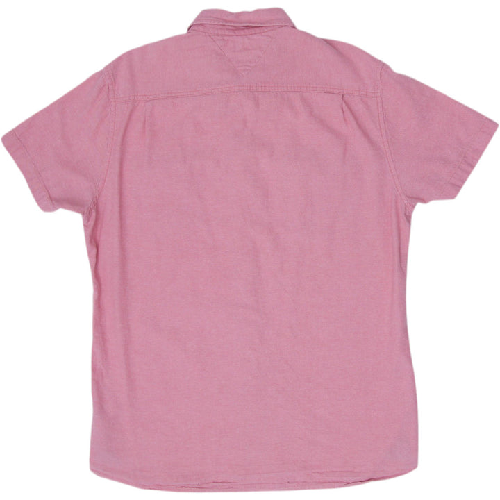 Mens Tommy Hilfiger Custom Fit Pink Short Sleeve Shirt Size L