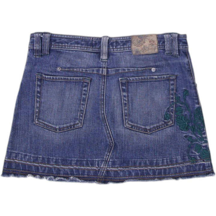 Y2K Ladies Denim Blue Embroidered Mini Skirt