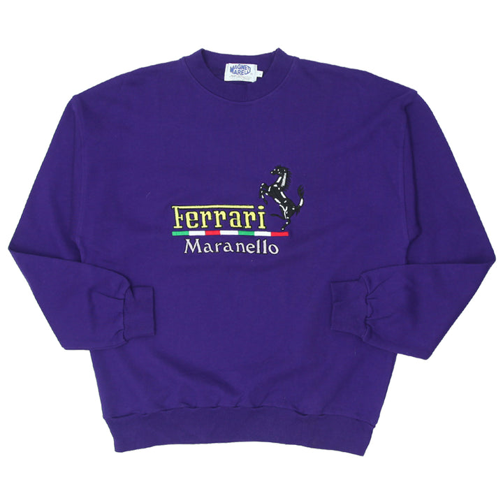 Vintage Ferrari Maranello Purple Embroidered Crewneck Sweatshirt by Magneti Marelli 1990's Size L - Fashion Rerun Vintage Migration_Sweaters