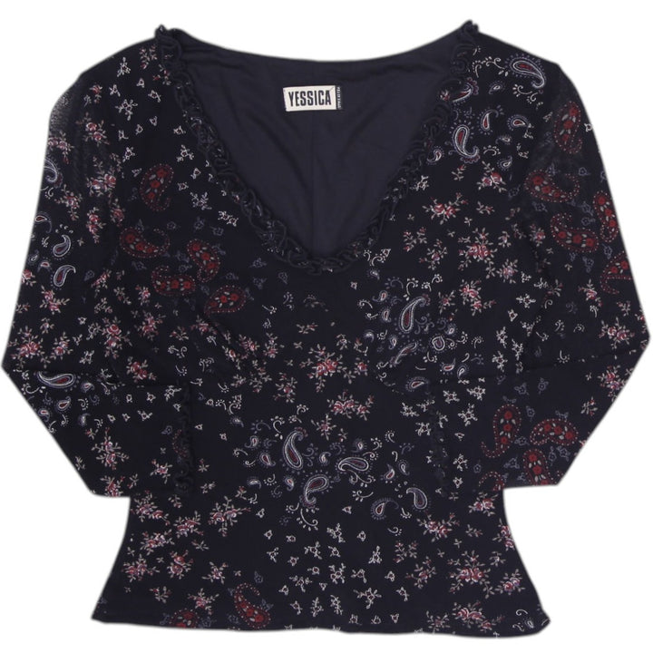Y2K Ladies Yessica Paisley Floral Mesh Top