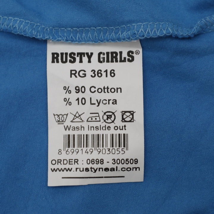 Y2K Ladies Rusty Girls Rock 'N' Roll Tongue Graphic Baby Tee Size L