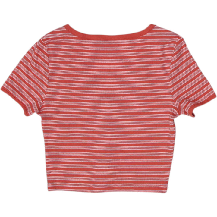 Y2K Ladies Levi's Crop Top Red Striped Button Front Size XS