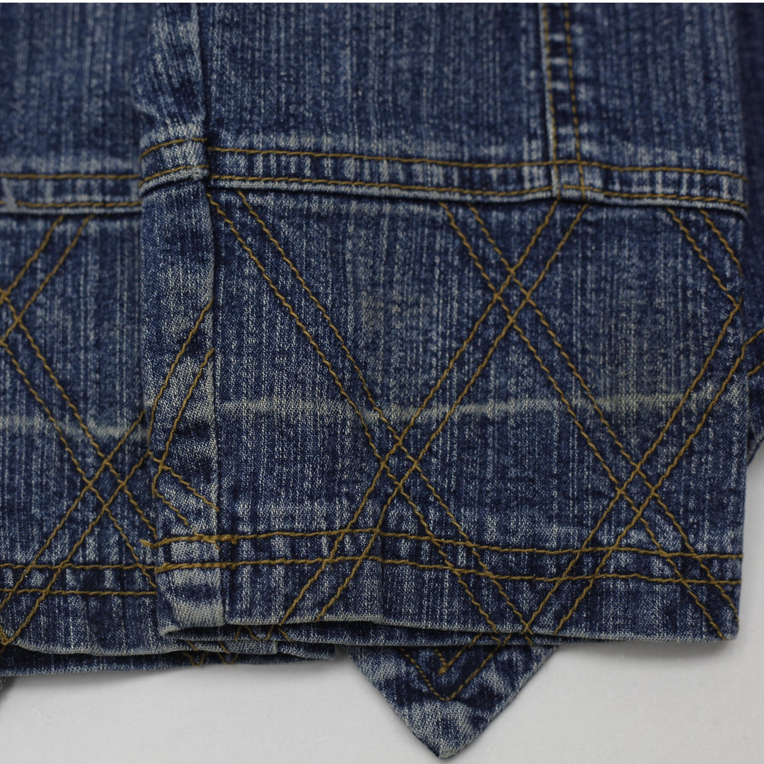 Y2K Ladies Village Jeans Pointed Hem Buckle Back Denim Jacket Size L