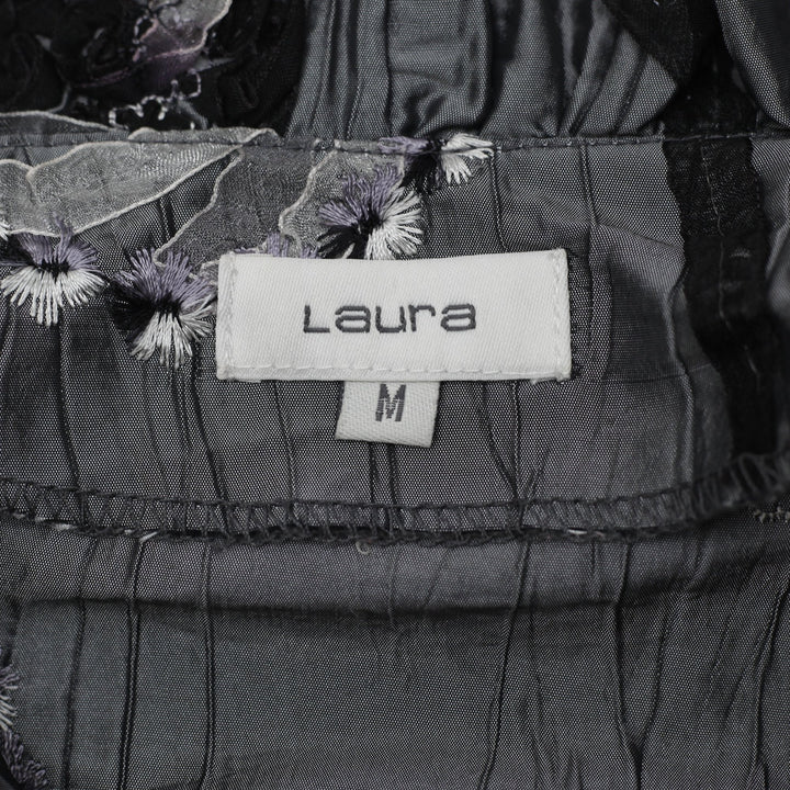 Y2K Ladies Laura Crinkle Taffeta Embroidered Ruffle Top Size M