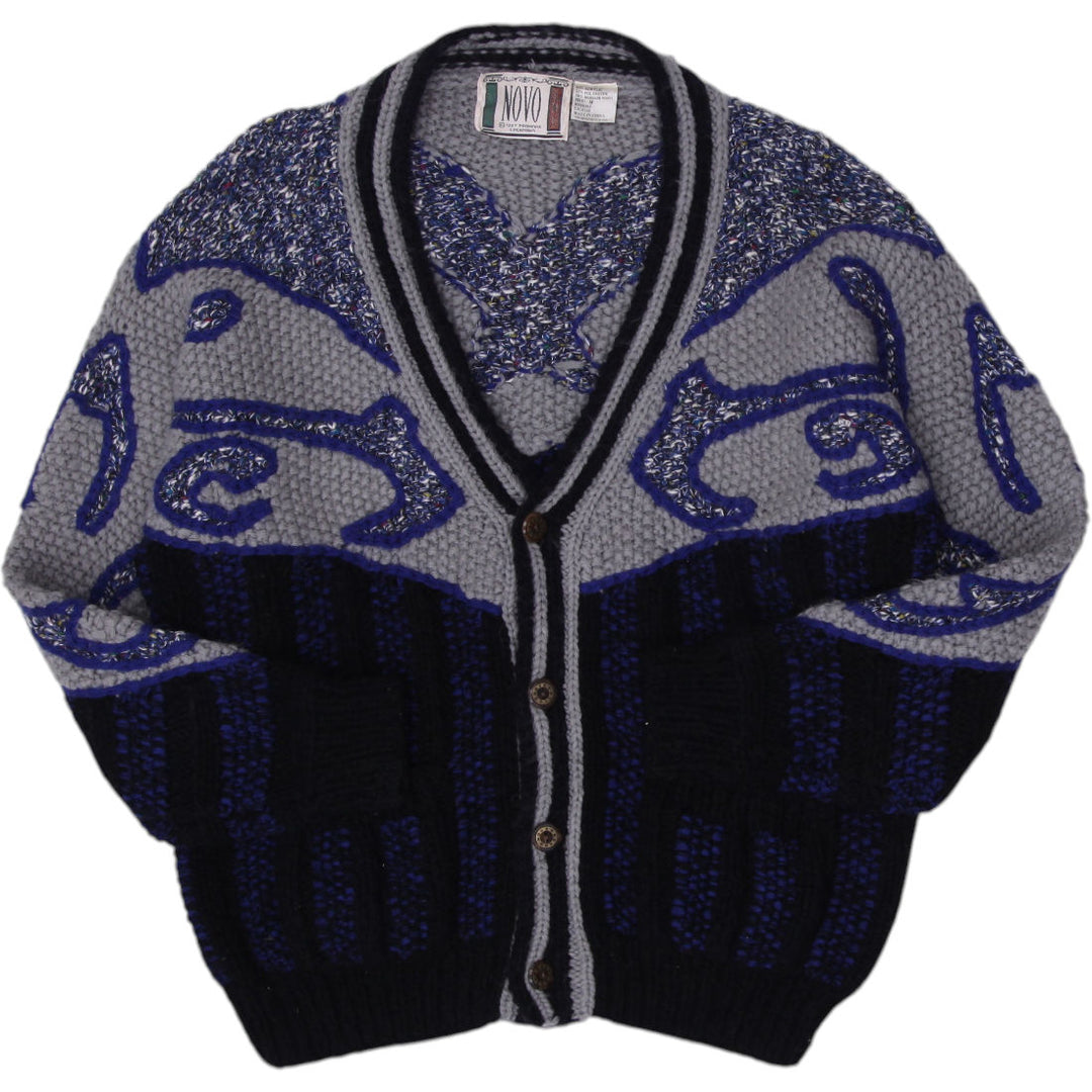 Vintage Mens Novo Geometric Knit Pattern Wool Blend Sweater Size M