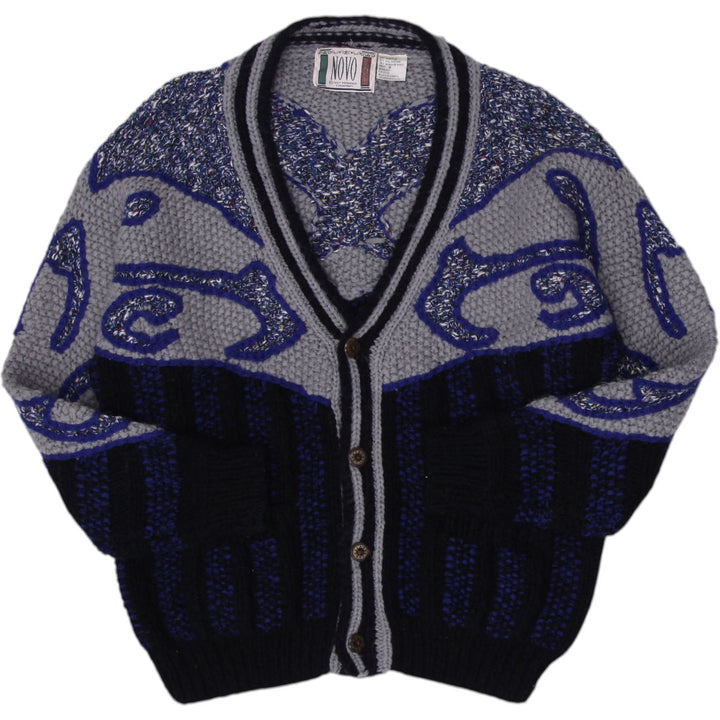 Vintage Mens Novo Geometric Knit Pattern Wool Blend Sweater Size M