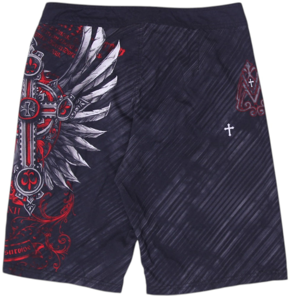 MMA Elite Graphic Polyester Boardshorts Size M | Migration_Shorts - Side View | Fashion Rerun