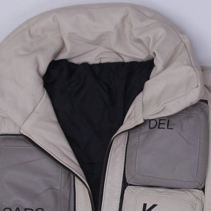 Vintage Keyboard Puffer Style Leather Quilted Jacket