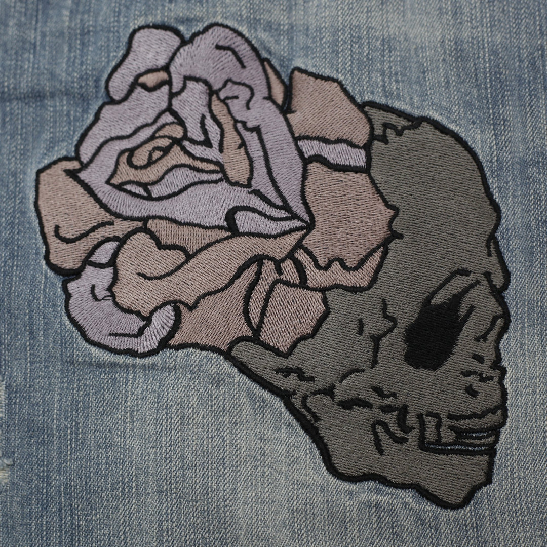 Y2K Embroidered Denim Mini Skirt Size S | Migration_Skirts - Detail View | Fashion Rerun