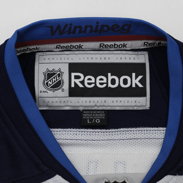 Mens White Reebok Winnipeg Jets Wellwood #13 NHL Hockey Jersey Large