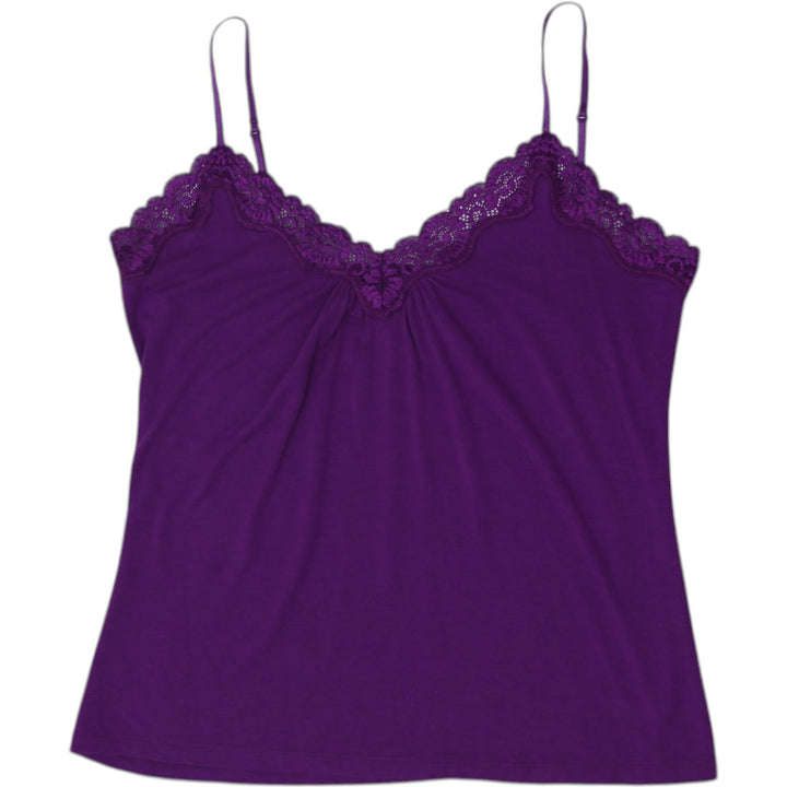 Y2K Ladies Apostrophe Petite Purple Lace Trim Camisole Top Size M