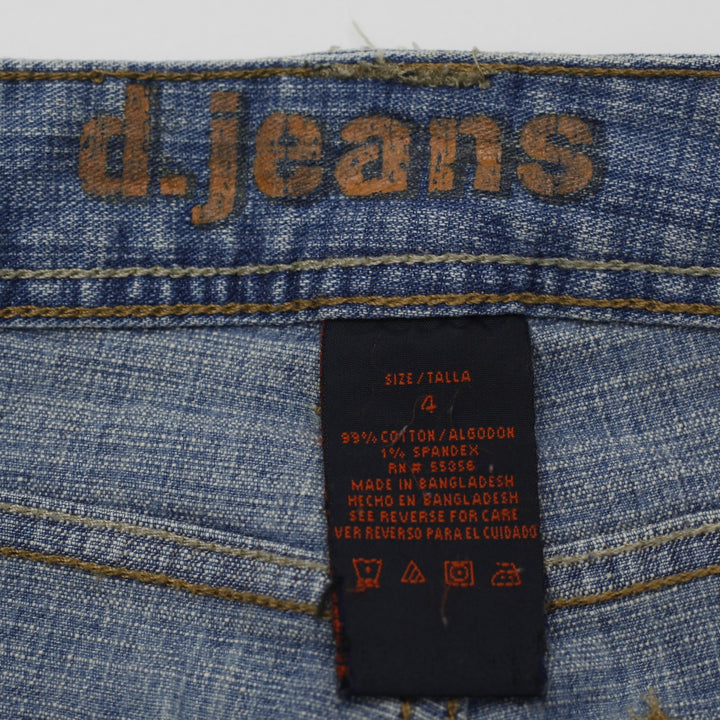 Y2K Ladies d.jeans Embroidered Floral Blue Flare Denim Jeans Size 4