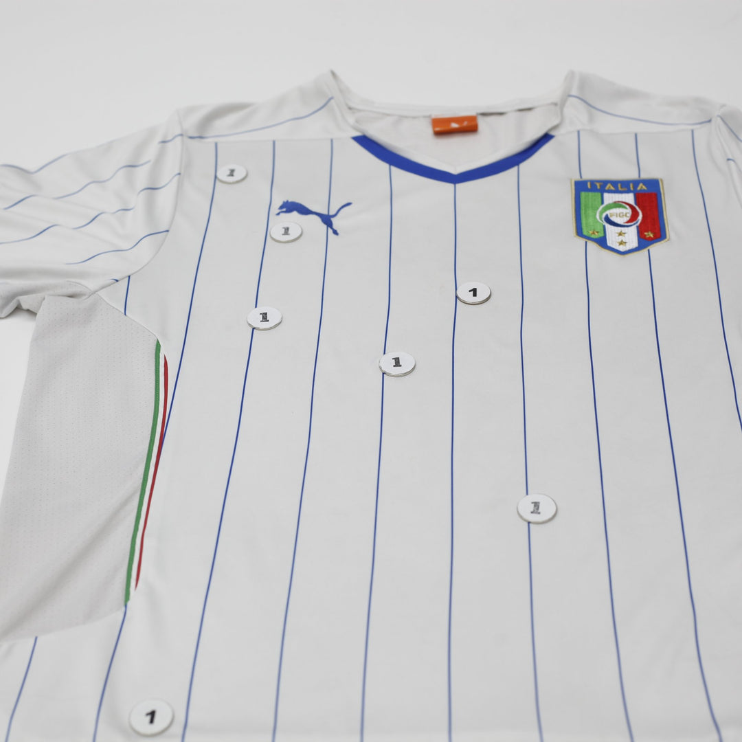 Mens Puma Italy Soccer Jersey White Pinstripe Dry Cell