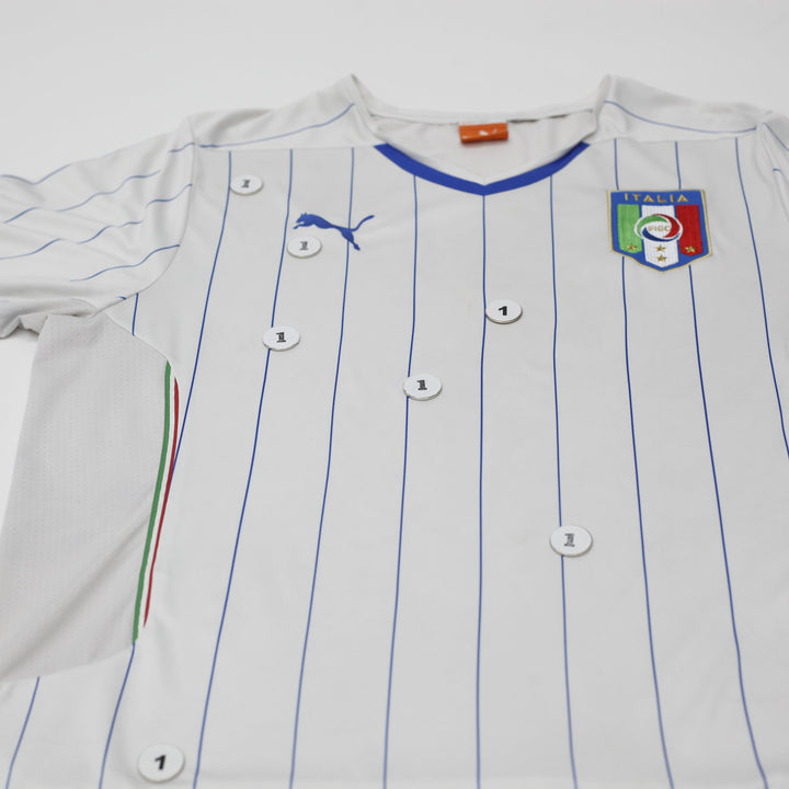 Mens Puma Italy Soccer Jersey White Pinstripe Dry Cell