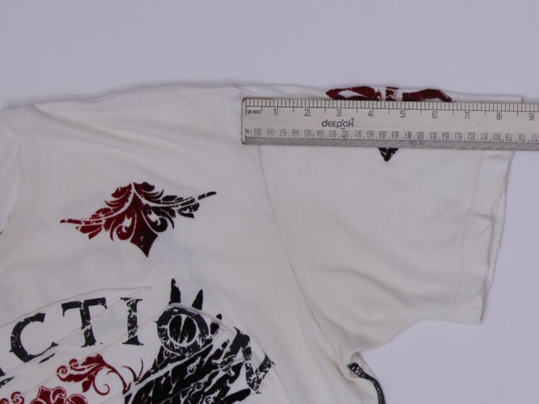 Y2K Mens Affliction Live Fast Winged Crest T Shirt White Made in USA Size XL