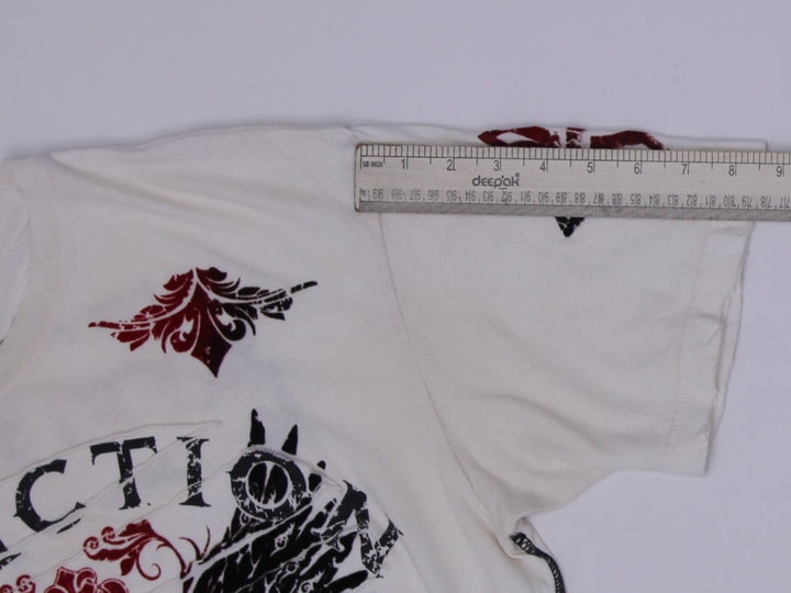 Y2K Mens Affliction Live Fast Winged Crest T Shirt White Made in USA Size XL