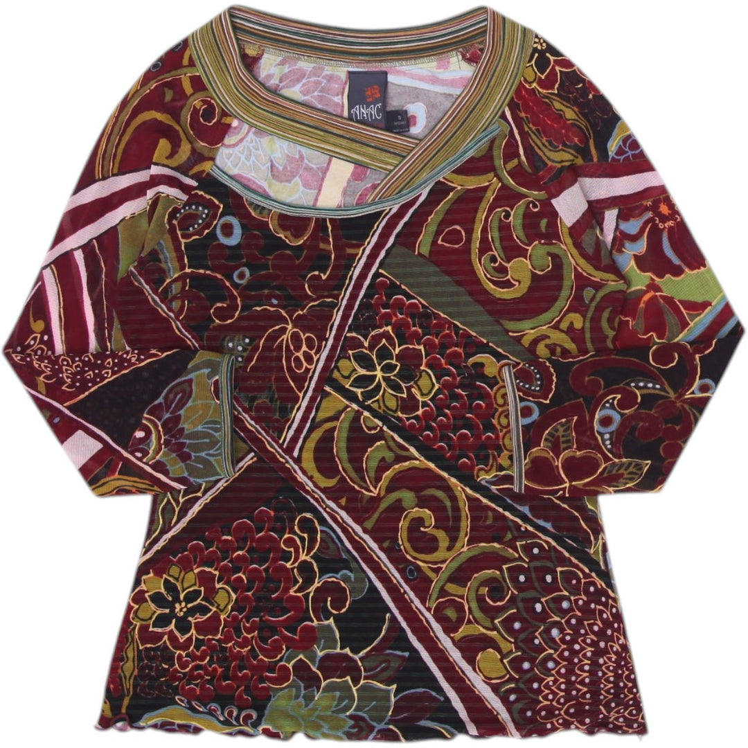 Y2K Patchwork Floral Long Sleeve Top Size S | Migration_Y2K Tops | Fashion Rerun