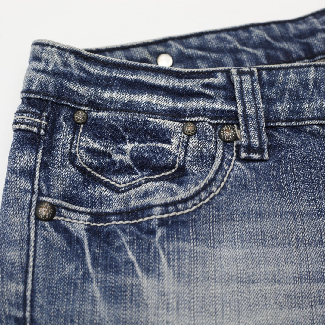 Y2K Ladies ReRock Distressed Low-Rise Denim Shorts Size 26