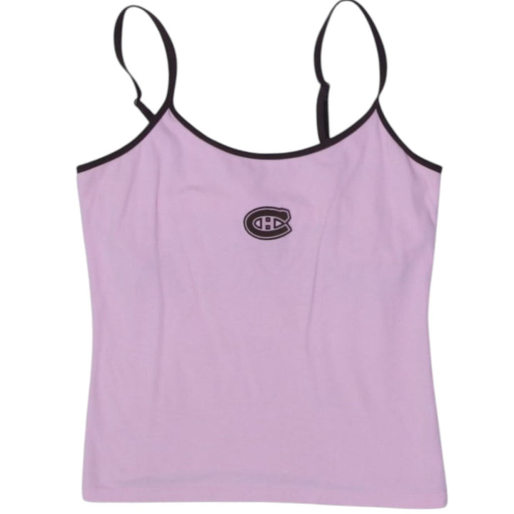 Y2K Womens Bulletin Pour Elle Tank Top Pink Spaghetti Strap