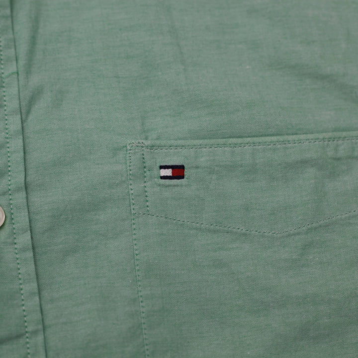 Mens Tommy Hilfiger Custom Fit Shirt Mint Green Casual Button-Up Size L