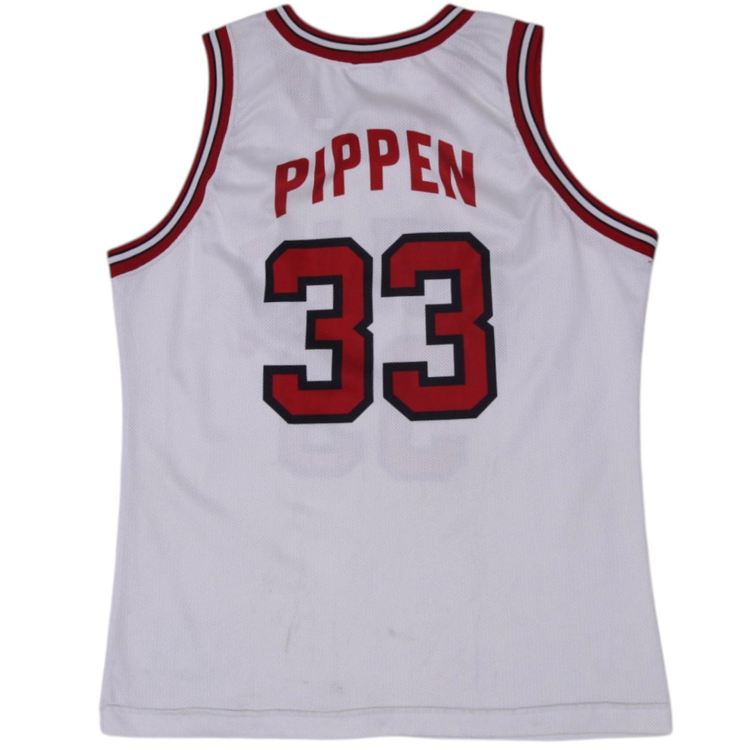Vintage Champion USA Bulls 33 Pippen Jersey White Basketball NBA XL | Migration_Jerseys - Side View | Fashion Rerun