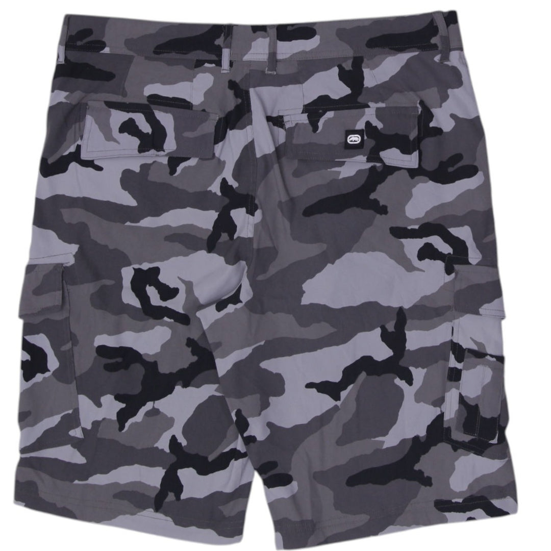 Y2K Mens Ecko Unltd Cargo Shorts Gray Camouflage Cotton Blend Size 36