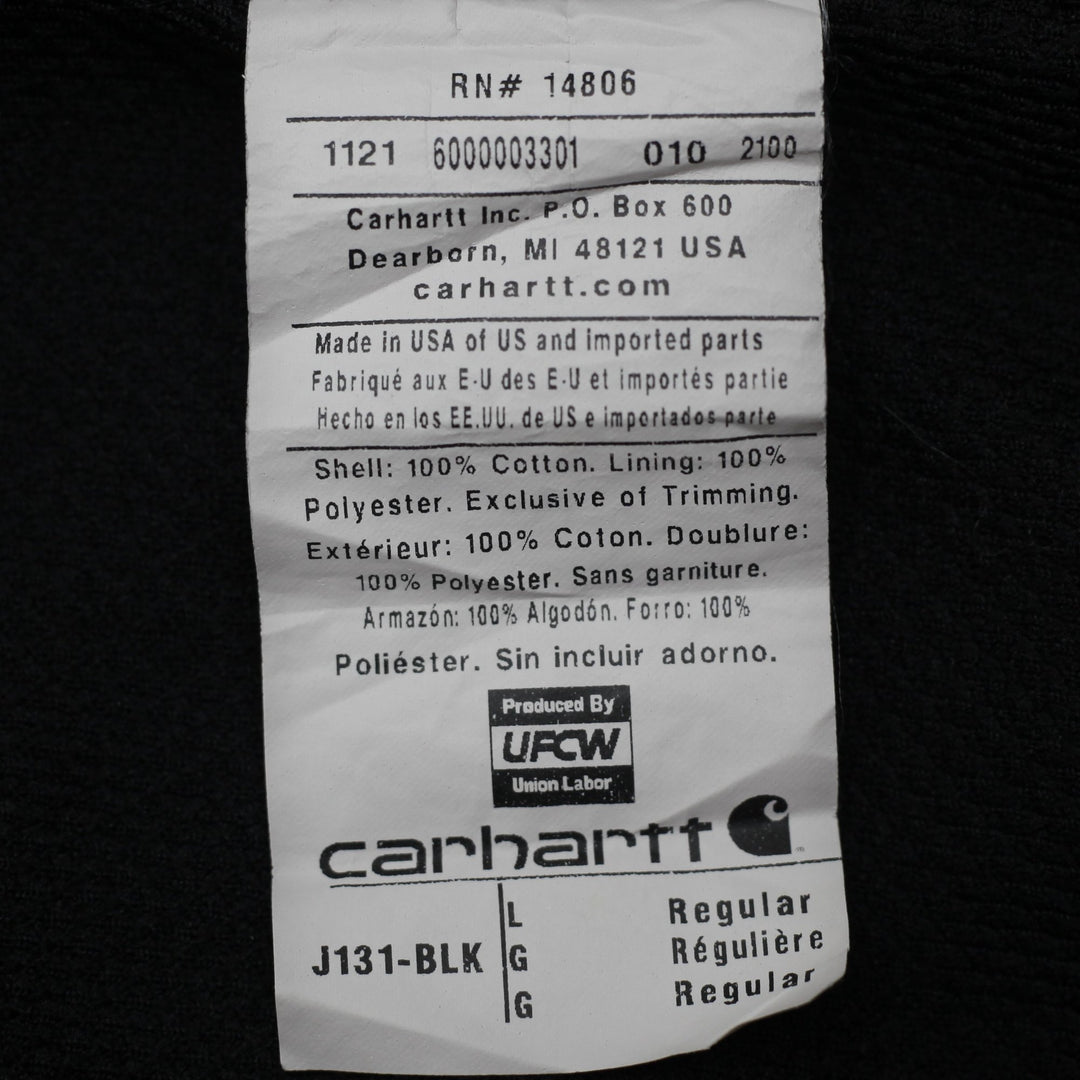 Mens Carhartt  J131-BLK Loose Fit Zip Up Hooded Jacket Size L